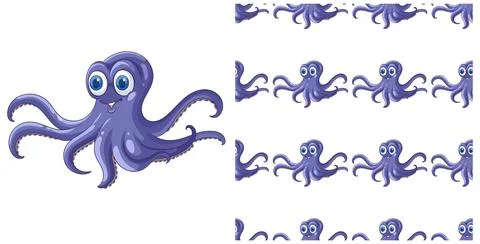 Playful Octopus Seamless Pattern Design Stockillustratie