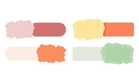 Playful Pastel-Colored Text Boxes with Wavy Edges for Creative and Engaging.. Stock Illustration