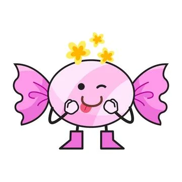 Playful pink candy character Stock Illustration