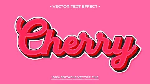 Playful Pink Cherry Text Effect Design Stock Illustration