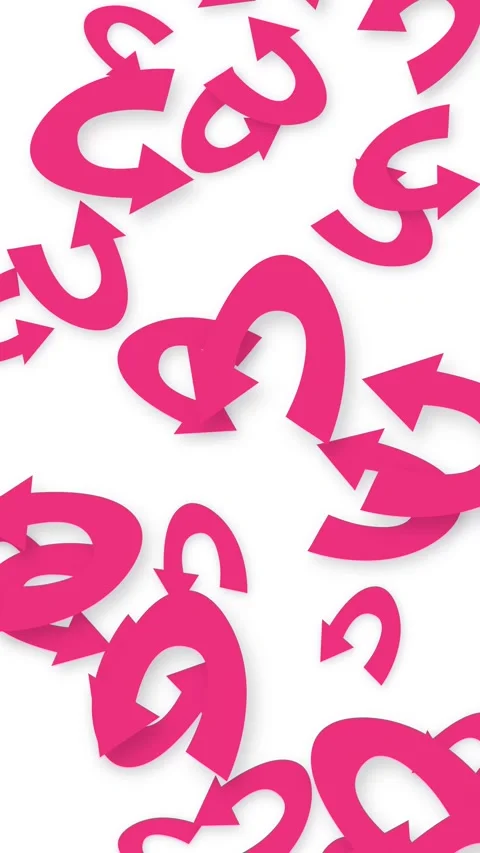Playful Pink Curved Arrows Falling on White Background Vertical Animation Stock Footage 344831397