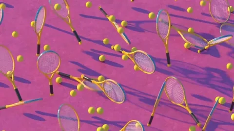 Playful Pop: Tennis Pattern on Pink Vídeo Stock 339273992