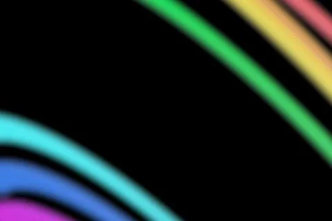 Playful rainbow overlay effect on black background. Colorful, blurred stripes Stock Illustration