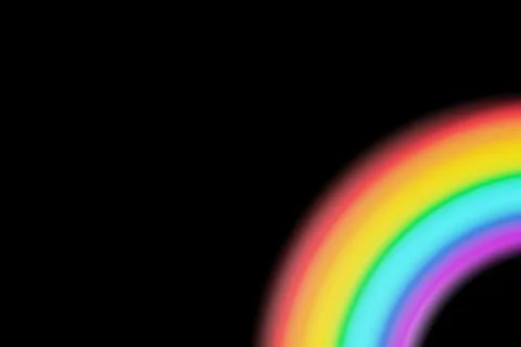 Playful rainbow overlay effect on black background. Colorful, blurred stripes Stock Illustration