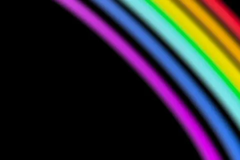 Playful rainbow overlay effect on black background. Colorful, blurred stripes Stock Illustration