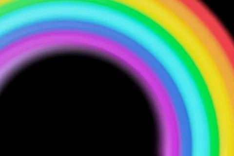 Playful rainbow overlay effect on black background. Colorful, blurred stripes Stock Illustration