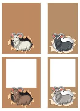 Playful Rams in Torn Paper Frames Illustrazione stock