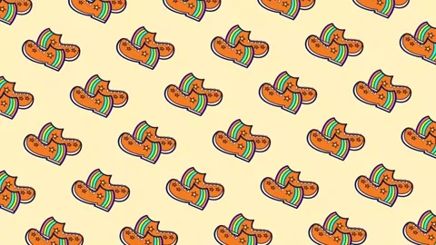 Playful retro sneakers pattern with rainbow soles seamless 動画素材 308061794