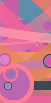 Playful rings and intersecting polygons create a vibrant abstract artwork w.. Stock Illustration