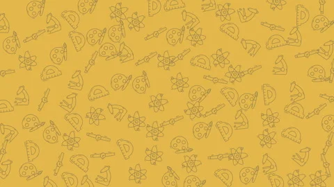 Playful science education pattern seamless loopable background yellow Stock Footage 335028543