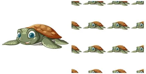 Playful Sea Turtle Seamless Pattern Stock Illustration