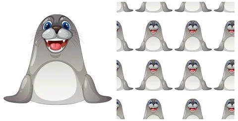 Playful Seal Pattern Illustration 스톡 일러스트