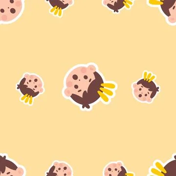 Playful Seamless Pattern of Cute Cartoon Boy Emoticons with Surprised Expre.. Stockillustratie