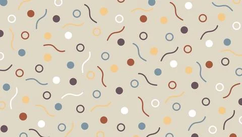 Playful seamless pattern drawn by hand. Cute print with flying confetti Stock Illustration