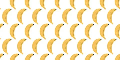 Playful seamless pattern featuring bananas in an organic vector style with .. Stock Illustration