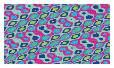 Playful seamless pattern featuring colorful organic blob shapes on light ba.. Illustrazione stock