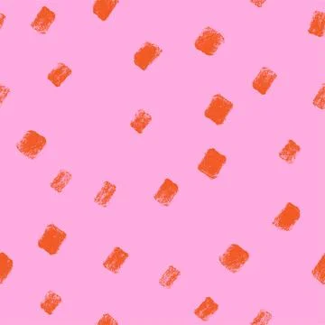 Playful seamless pattern of textured orange crayon dashes scattered on pastel 库存插图