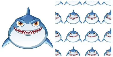 Playful Shark Pattern Illustration Illustrazione stock