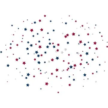 Playful Star Confetti Pattern, Flat Vector Design in Navy, Red, and Light Gra Иллюстрация