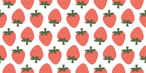 Playful Strawberry Pattern with Alternating Shapes on White Background for Te Stock Illustration