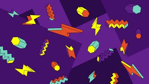 Playful vibrant abstract geometric elements and colorful shapes Stock Footage 304942482