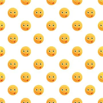 Playful yellow emoji pattern with smiling tongue faces Stock Illustration