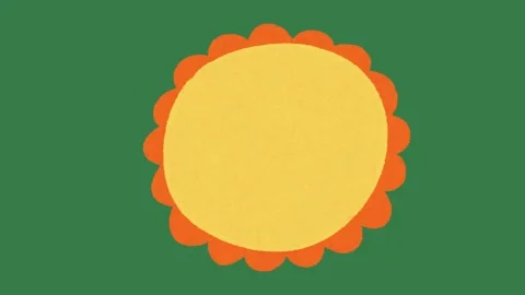 Playful Yellow Scalloped Circle 2D Animation on Green Screen | Sun Shape Vidéo 333521750