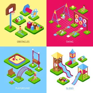 Playground 2x2 Images Set Stock Illustration