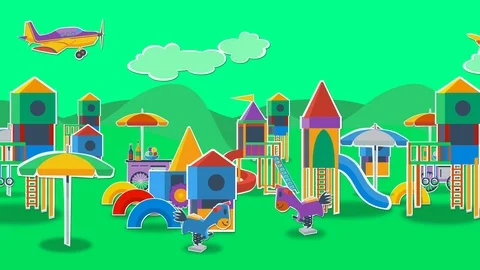 Playground with airplanes Stock Footage 98974470