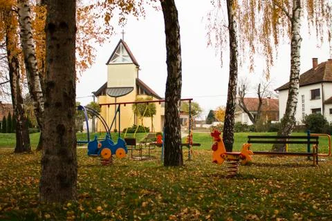 Playground in autumn Foto stock
