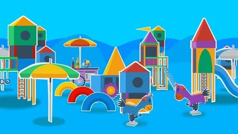 Playground with blue background 스톡 동영상 98969027
