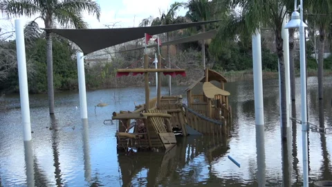 Playground Boat Flooded Stock Footage 265340859