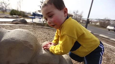 Playground boy climbing Stock Footage 50123229