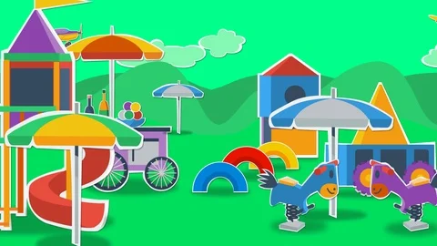 Playground  cartoon medium shot| 스톡 동영상 98993323