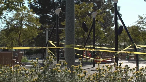 Playground with Caution Tape Closed Due To Coronavirus 動画素材 128606865