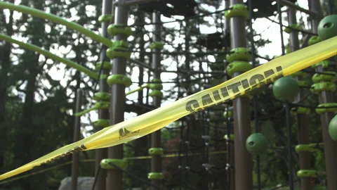 Playground with caution tape Video stock 165269850