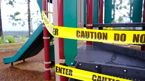 Playground with Caution Tape Foto stock
