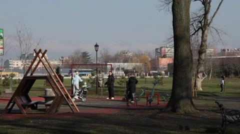 Playground in a city park Stock-Footage 42330360