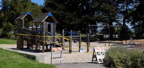 Playground closed due to Covid19 Stock Footage 148128077