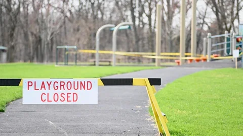 Playground closed sign closeup Stock Footage 128160861