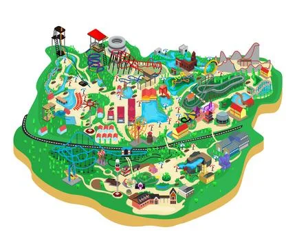 Playground with complete ride facilities Stock Illustration