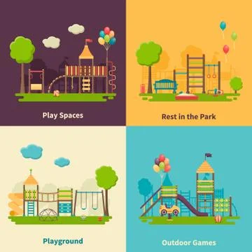 Playground Concept Flat 스톡 일러스트