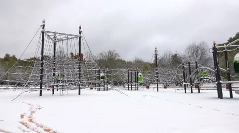 Playground covered with snow Stock Footage 55819629