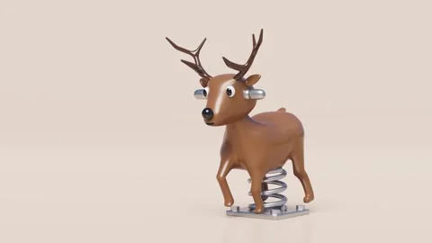 Playground deer spring rider isolated on pink background. 3d render illustr.. Stock Footage 273567363