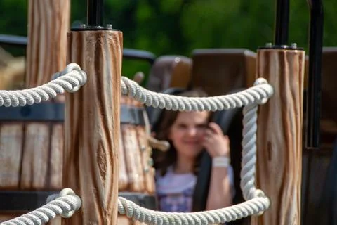 In playground differs wooden boxes Stock Photos