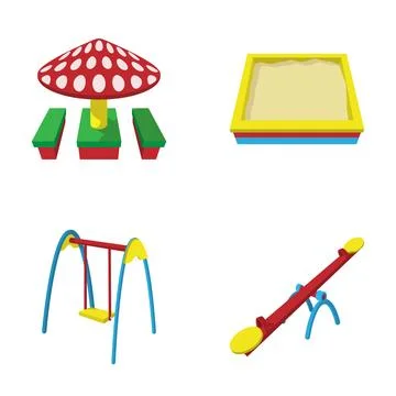 Playground equipment collection playing fun illustration icons Stock Illustration