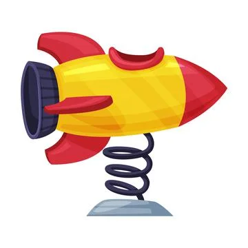 Playground Equipment with Springing Rocket Roundabout Vector Illustration Ilustración de archivo