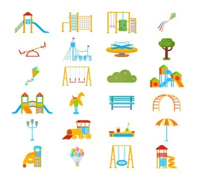Playground Flat Elements Set Stockillustratie