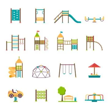Playground Flat Icons Set Stock Illustration