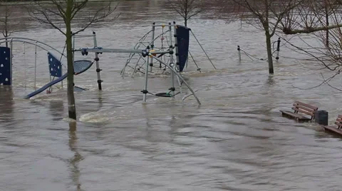 Playground in flooded river Video stock 1020111